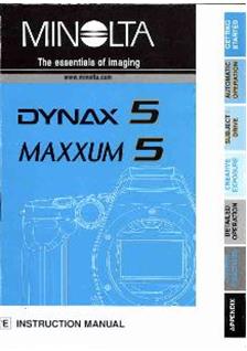 Minolta Dynax 5 manual. Camera Instructions.